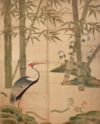 Bambus und Kranich, Edo-Periode